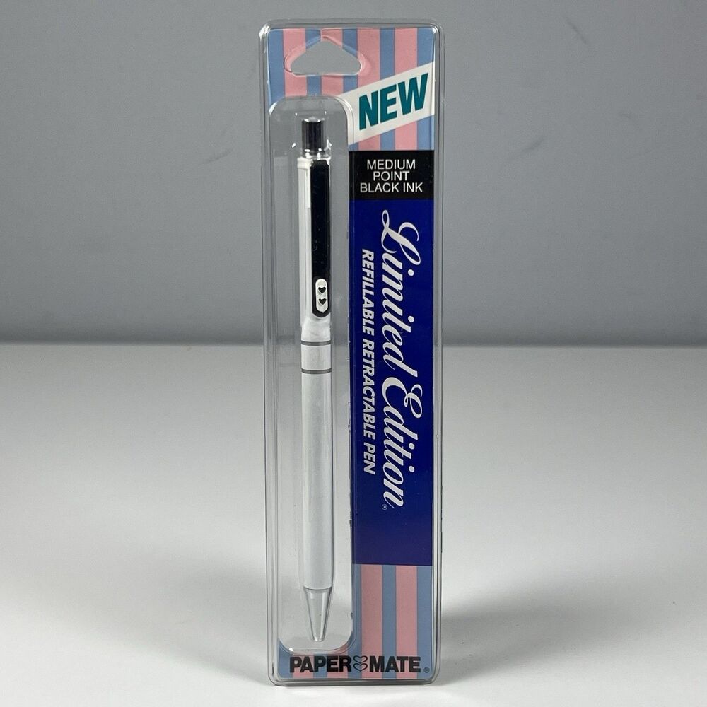 PAPER MATE Limited Edition Ball Pen Pearlescent White Japan Made 1980's Rare NEW - Picture 1 of 9